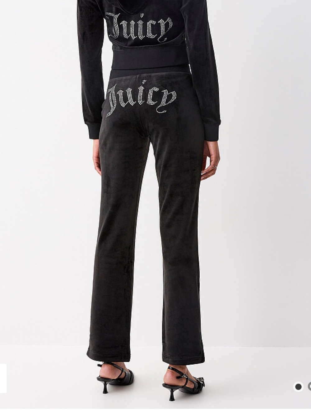 JUICY COUTURE Velvet Track Pants Rhinestone XL Black Velvet Lounge Y2K